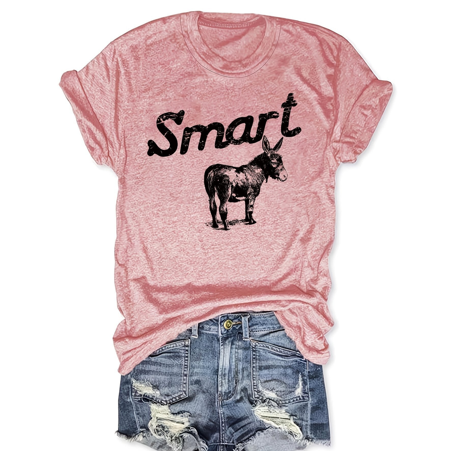 Women's Round Neck Short Sleeve T-Shirt - Casual Summer Top