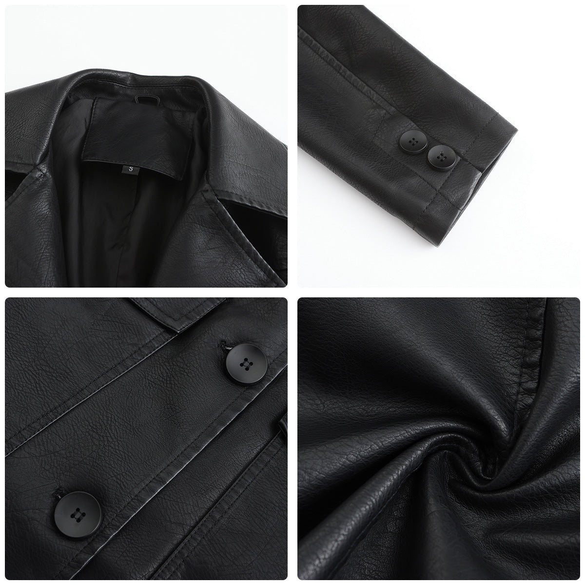 Women’s Long Leather Trench Coat – Fashion Outerwear
