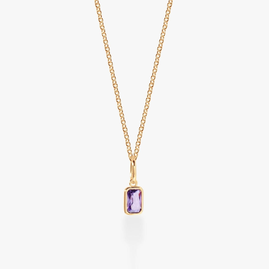 Baguette Birthstone Charm Necklace