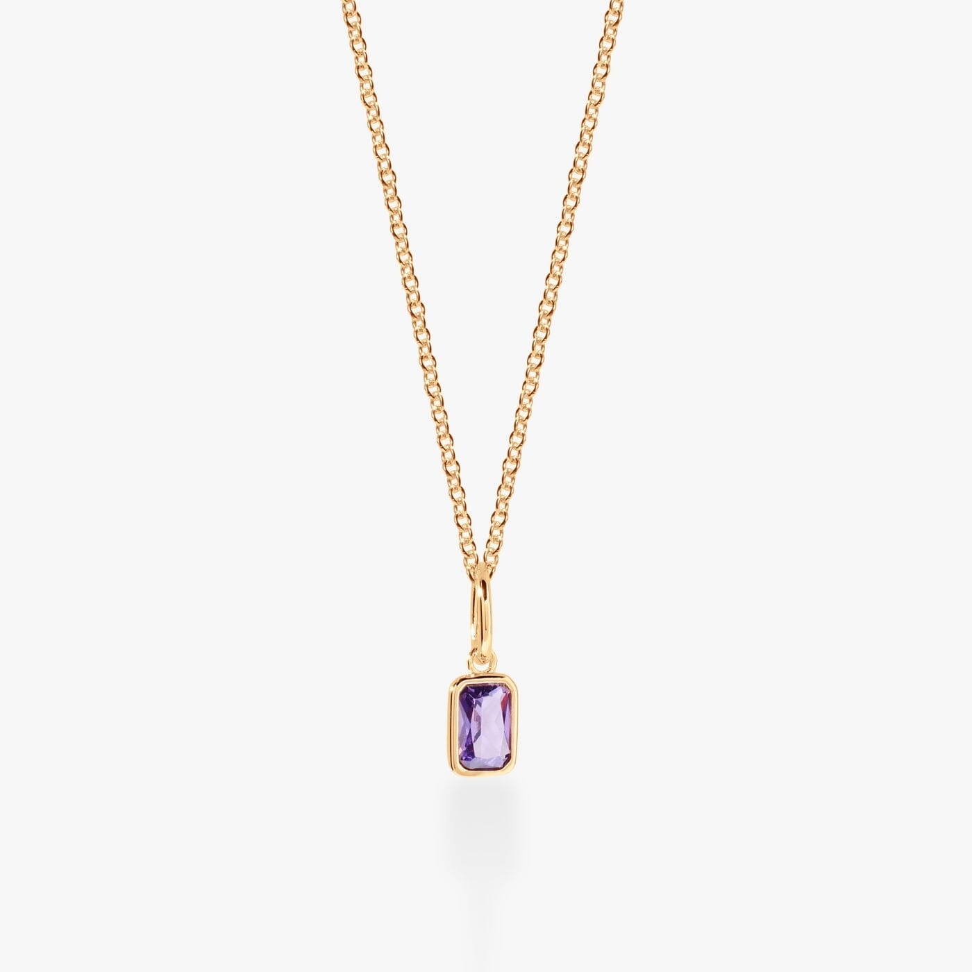 Baguette Birthstone Charm Necklace