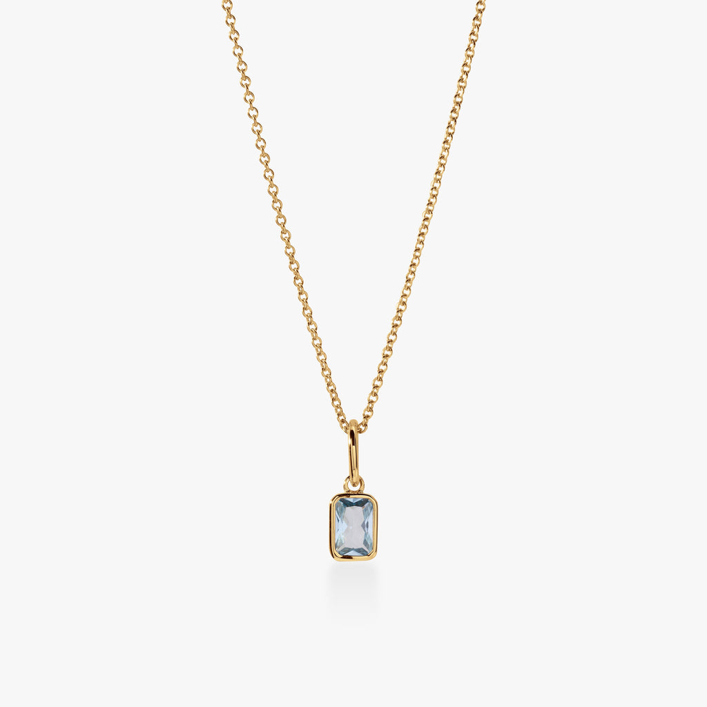 Baguette Birthstone Charm Necklace