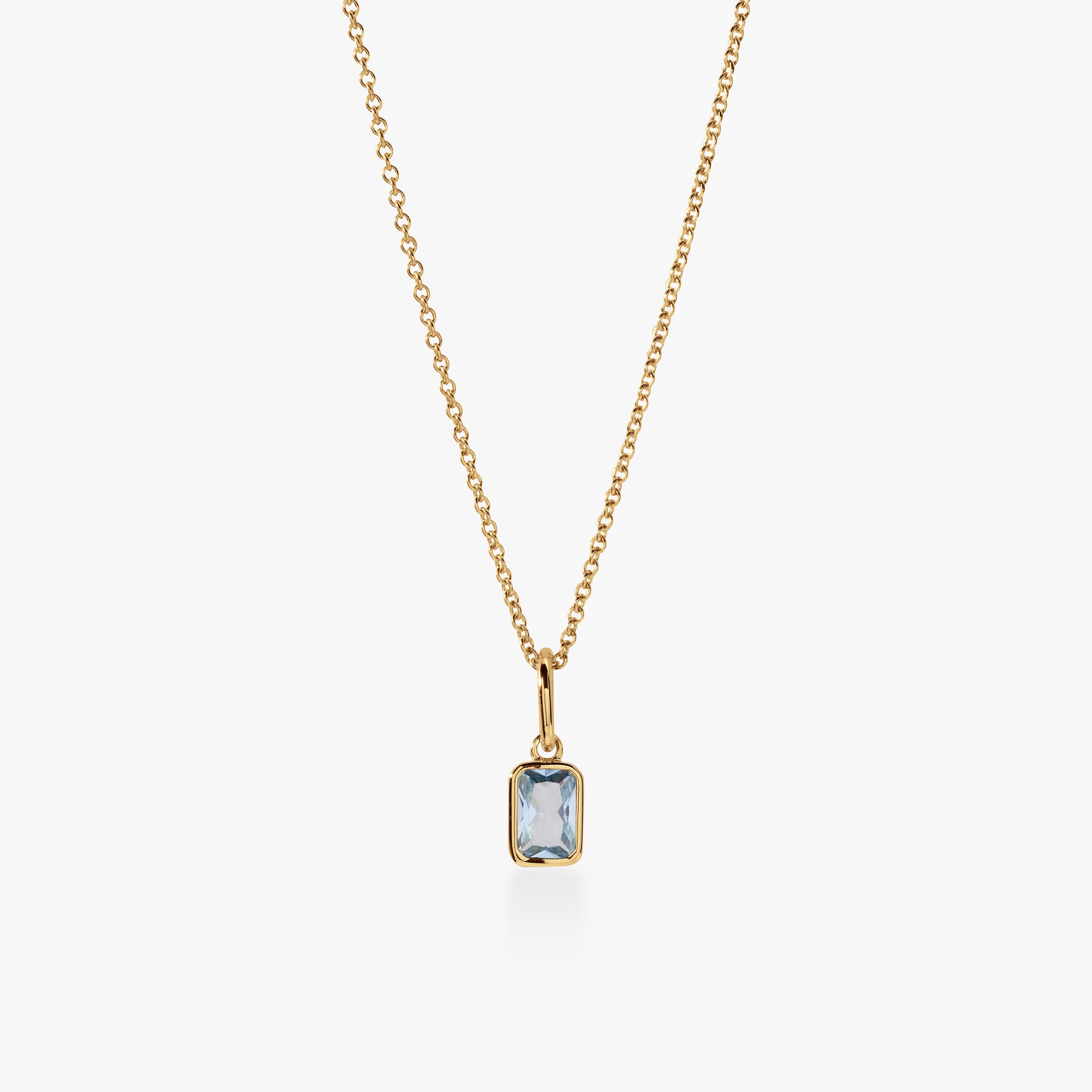 Baguette Birthstone Charm Necklace
