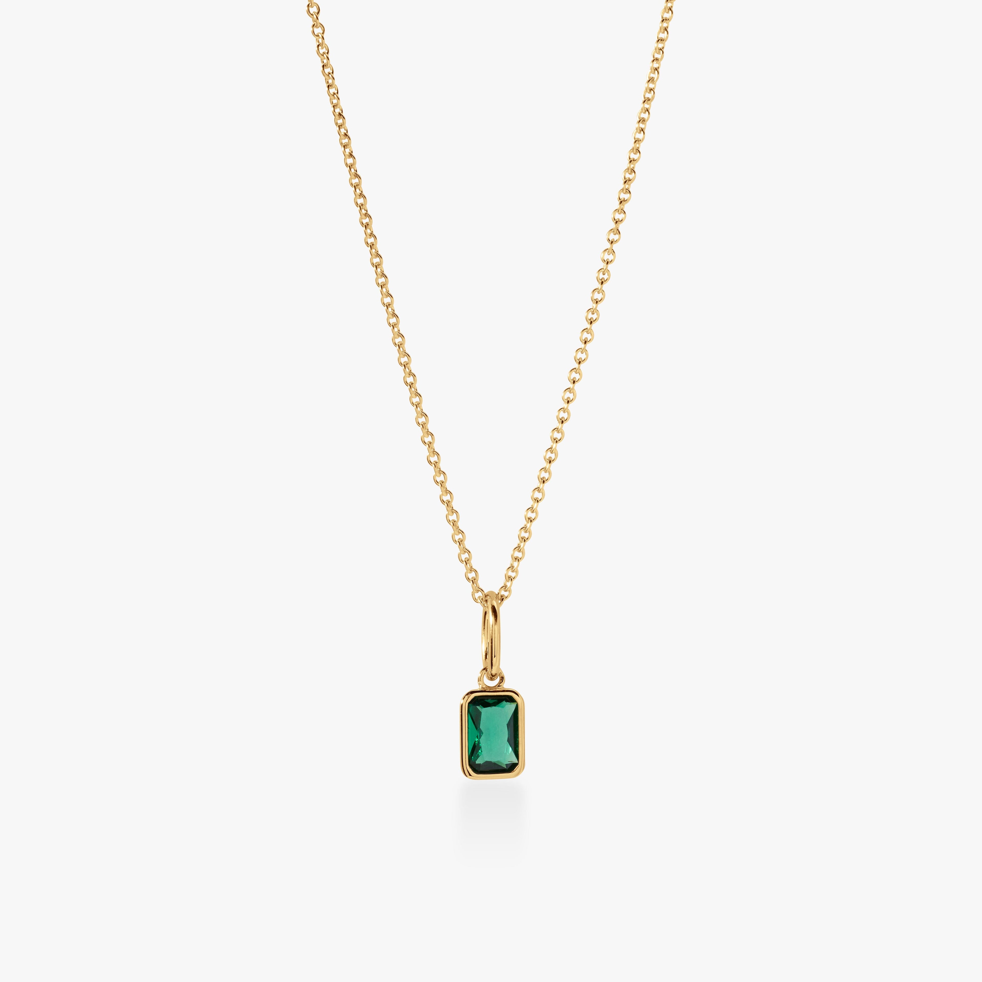 Baguette Birthstone Charm Necklace