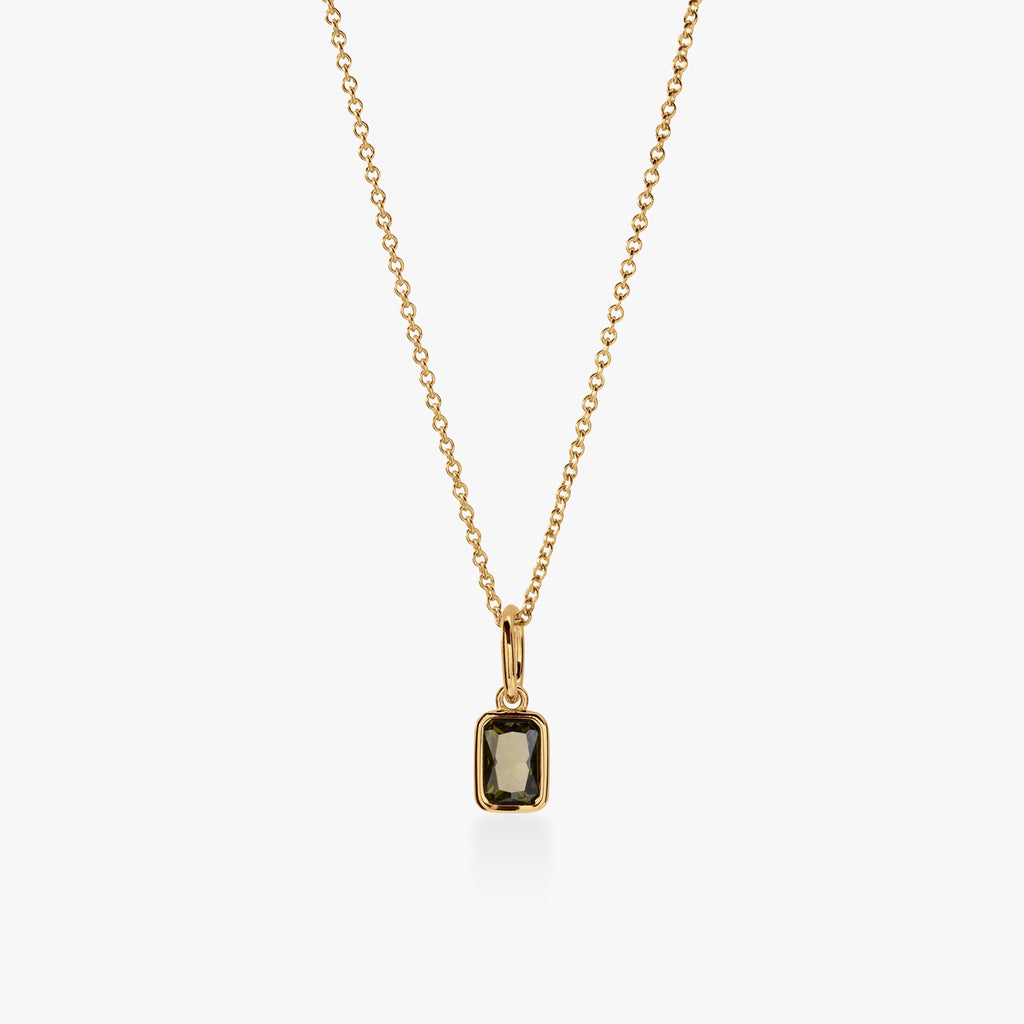 Baguette Birthstone Charm Necklace