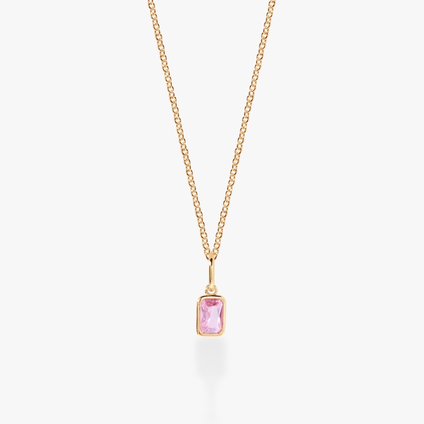 Baguette Birthstone Charm Necklace