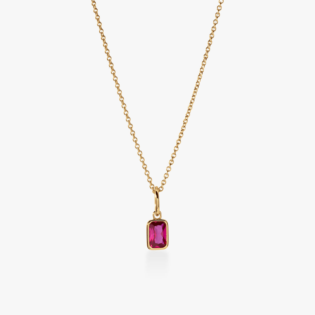 Baguette Birthstone Charm Necklace
