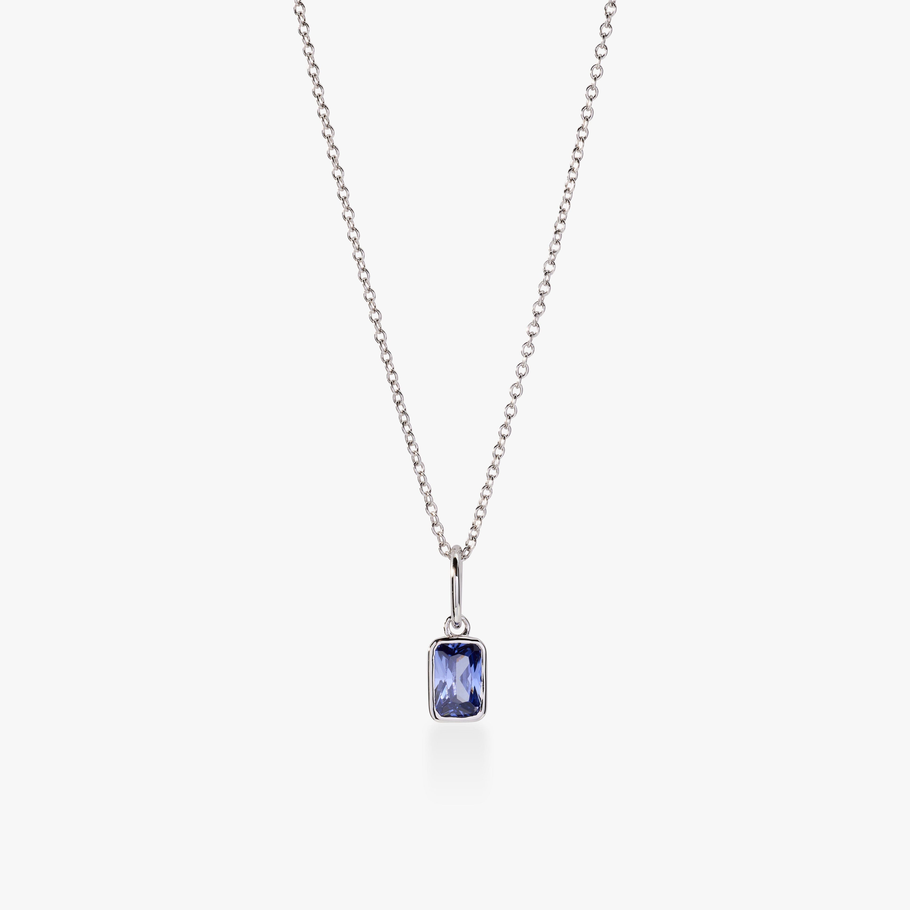 Baguette Birthstone Charm Necklace