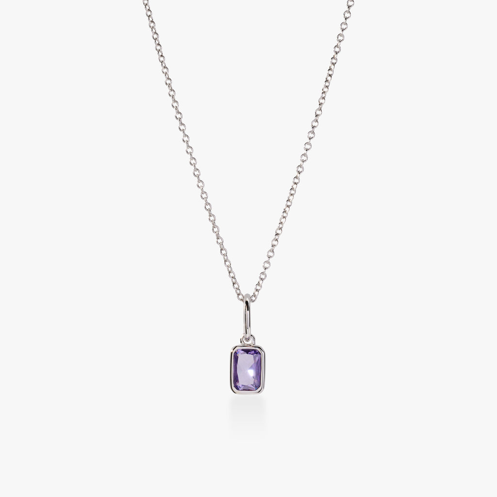 Baguette Birthstone Charm Necklace