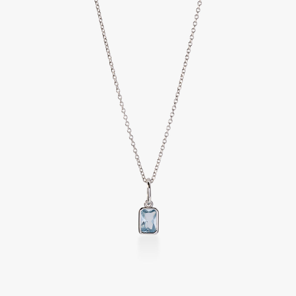 Baguette Birthstone Charm Necklace
