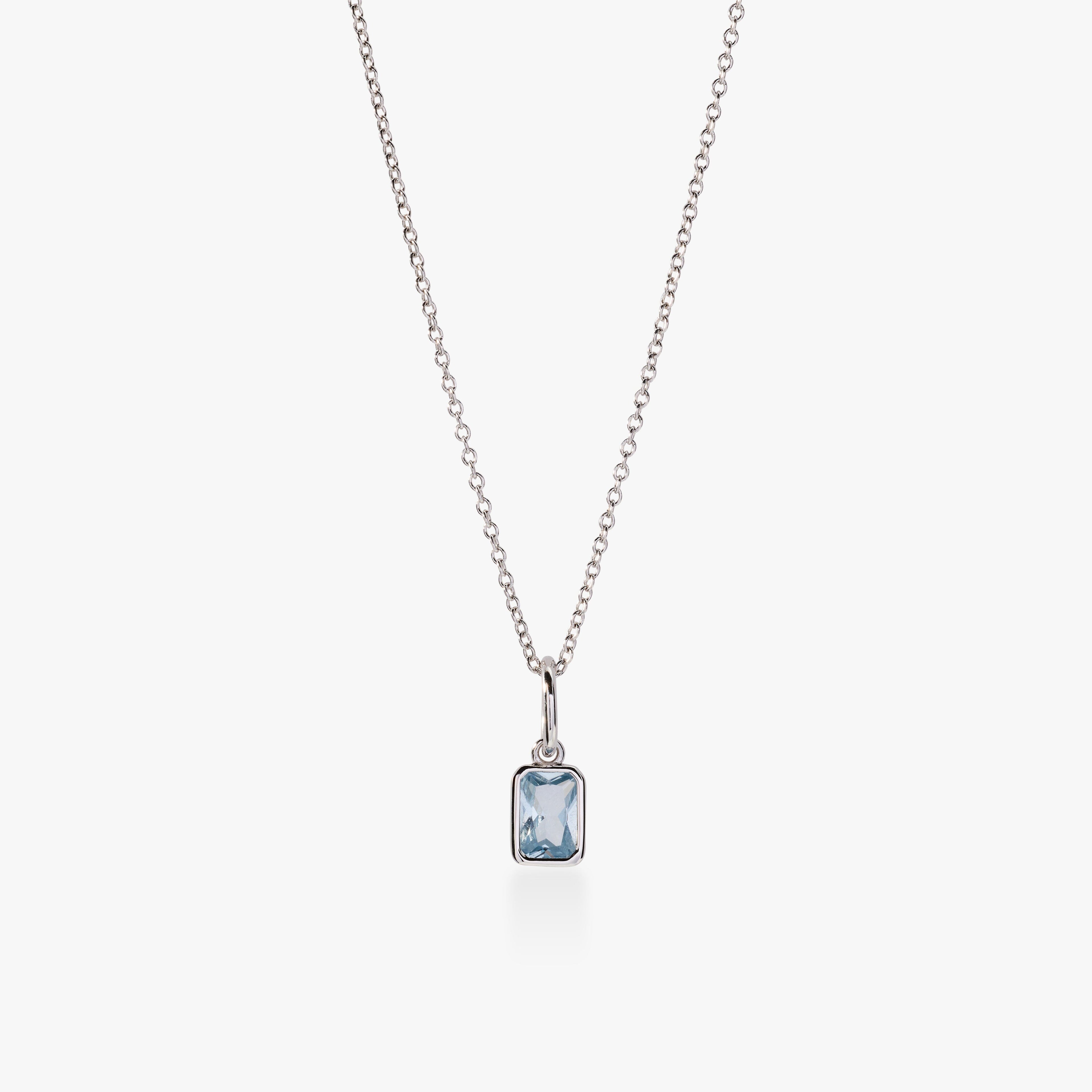 Baguette Birthstone Charm Necklace