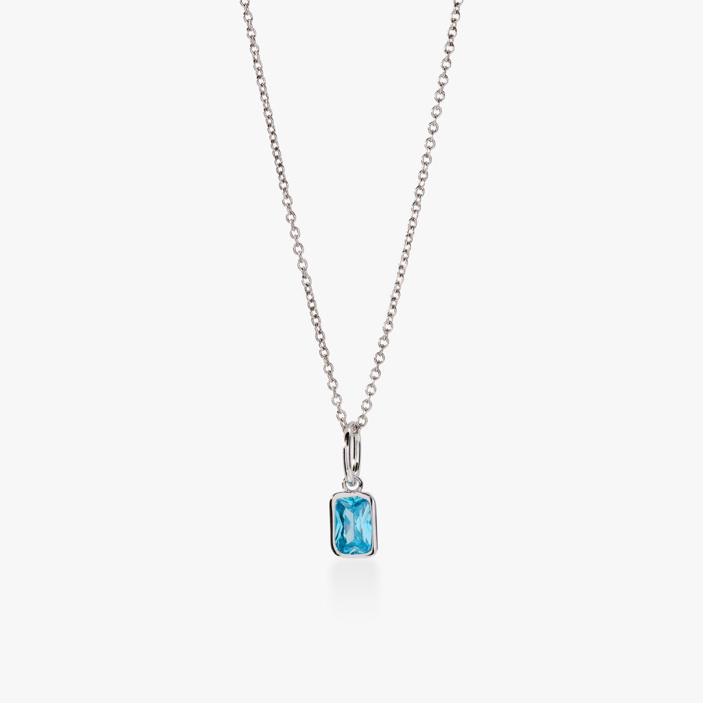Baguette Birthstone Charm Necklace