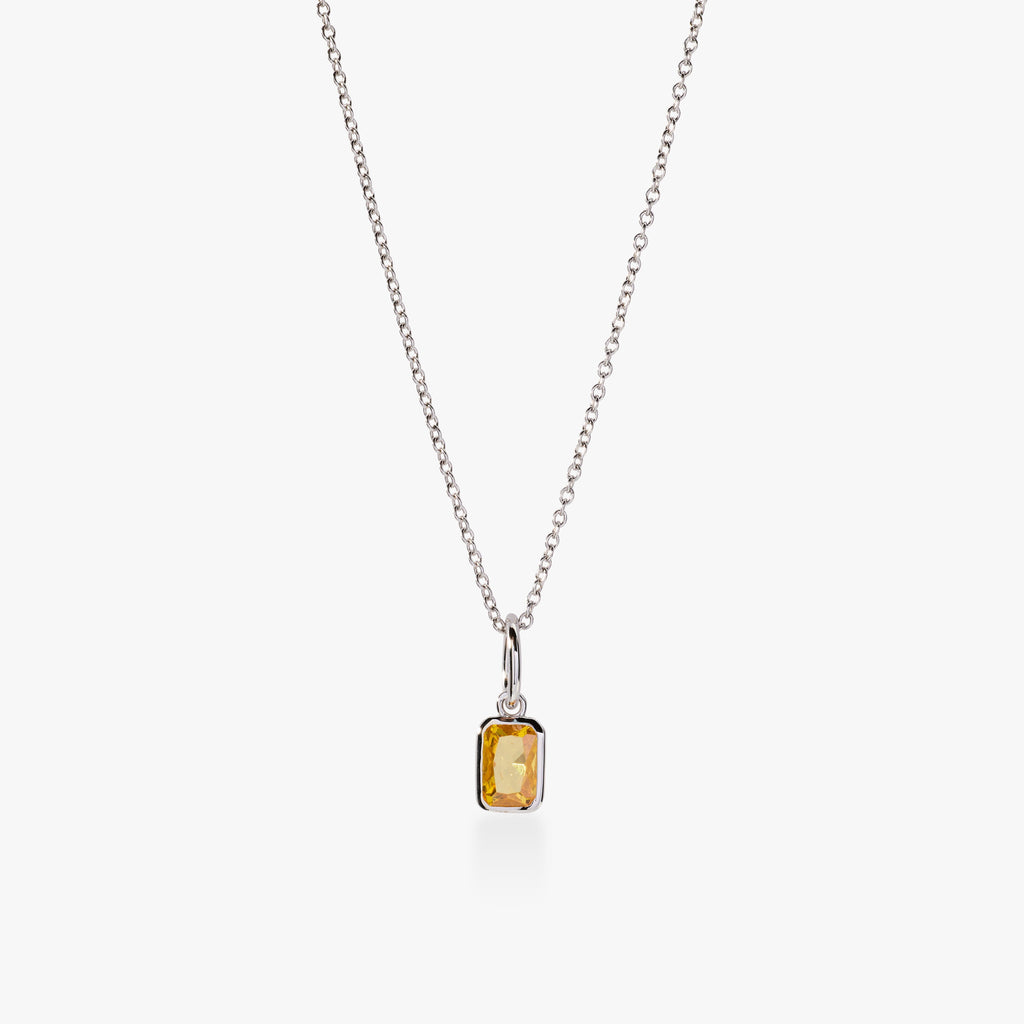 Baguette Birthstone Charm Necklace