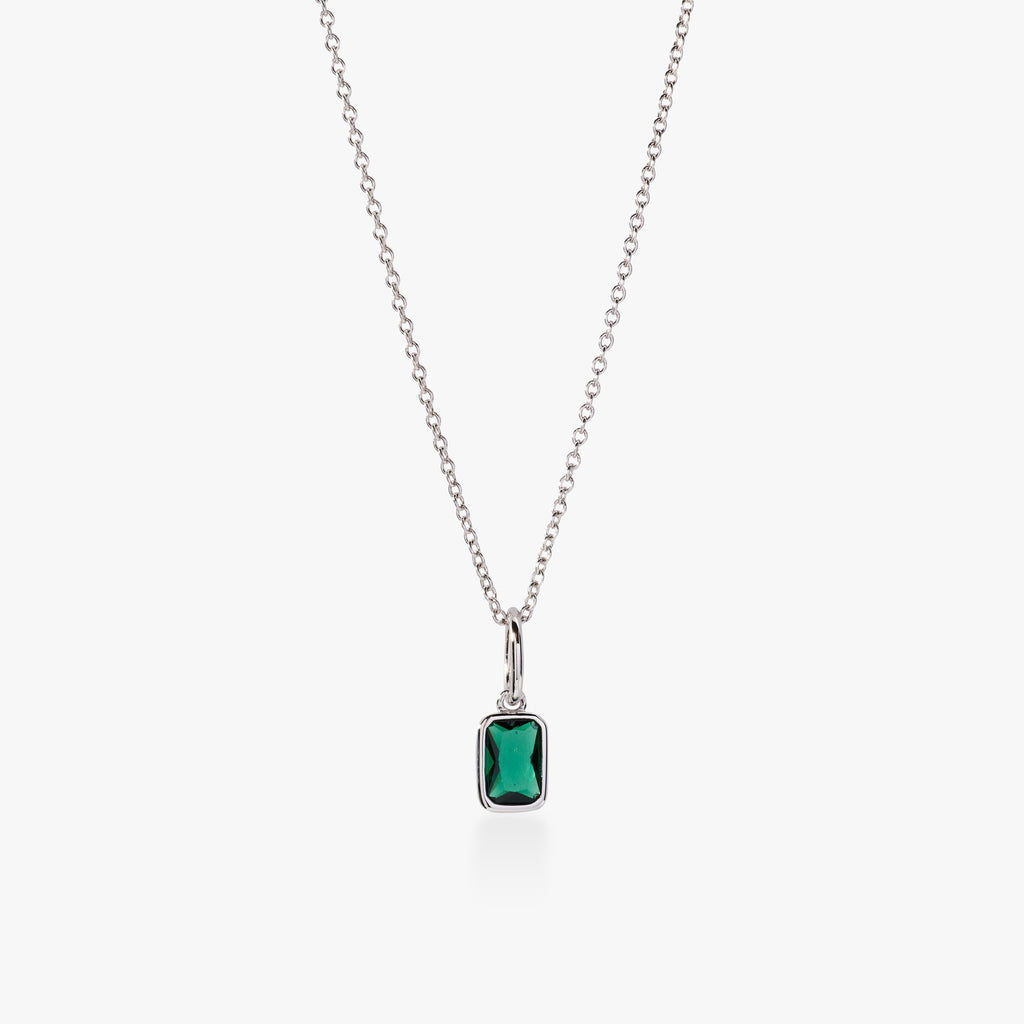 Baguette Birthstone Charm Necklace