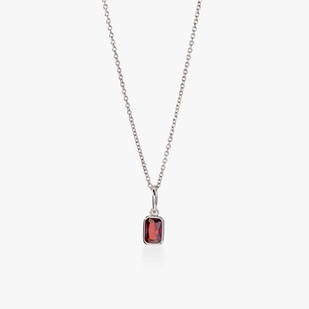 Baguette Birthstone Charm Necklace