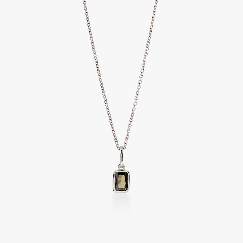 Baguette Birthstone Charm Necklace