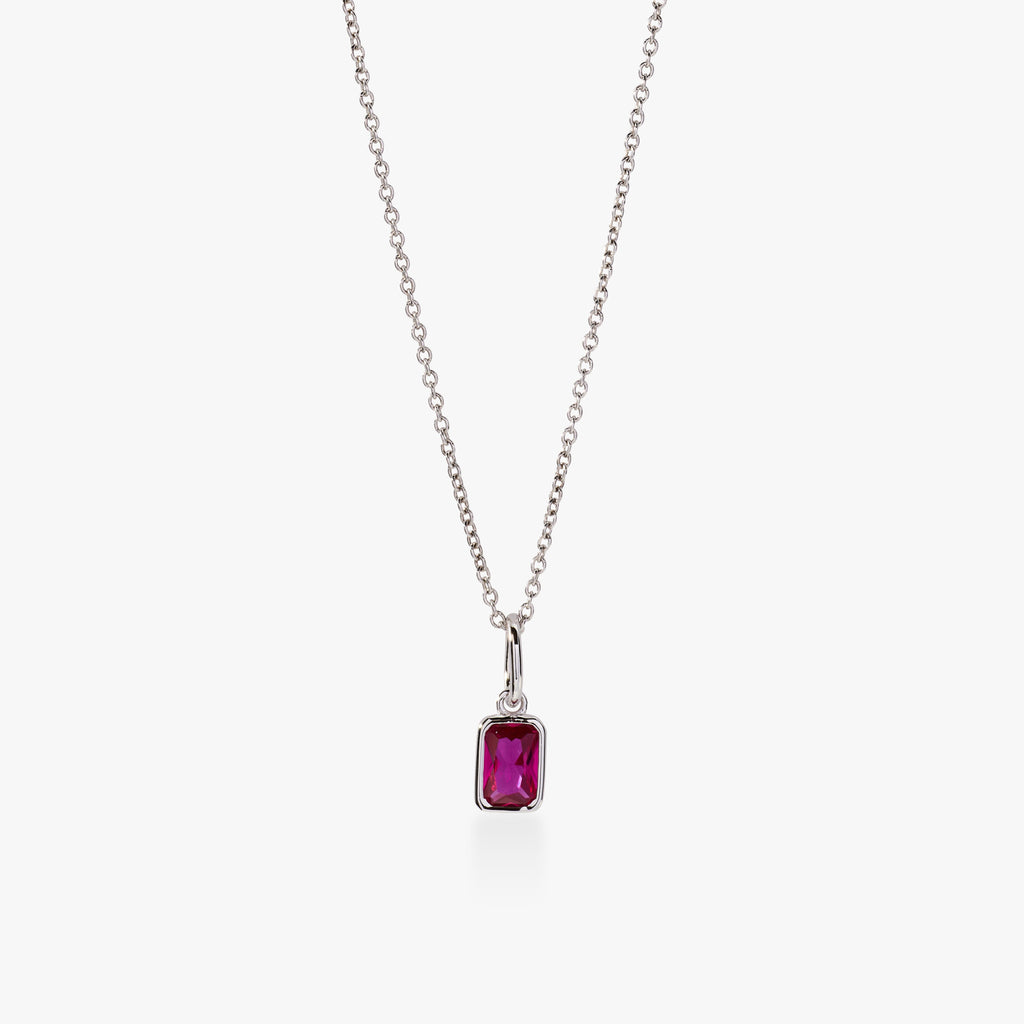 Baguette Birthstone Charm Necklace