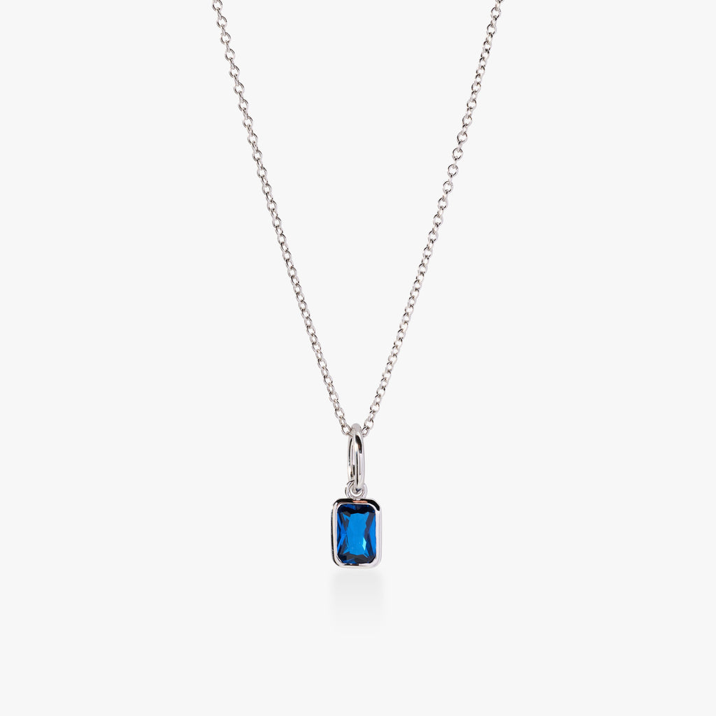 Baguette Birthstone Charm Necklace