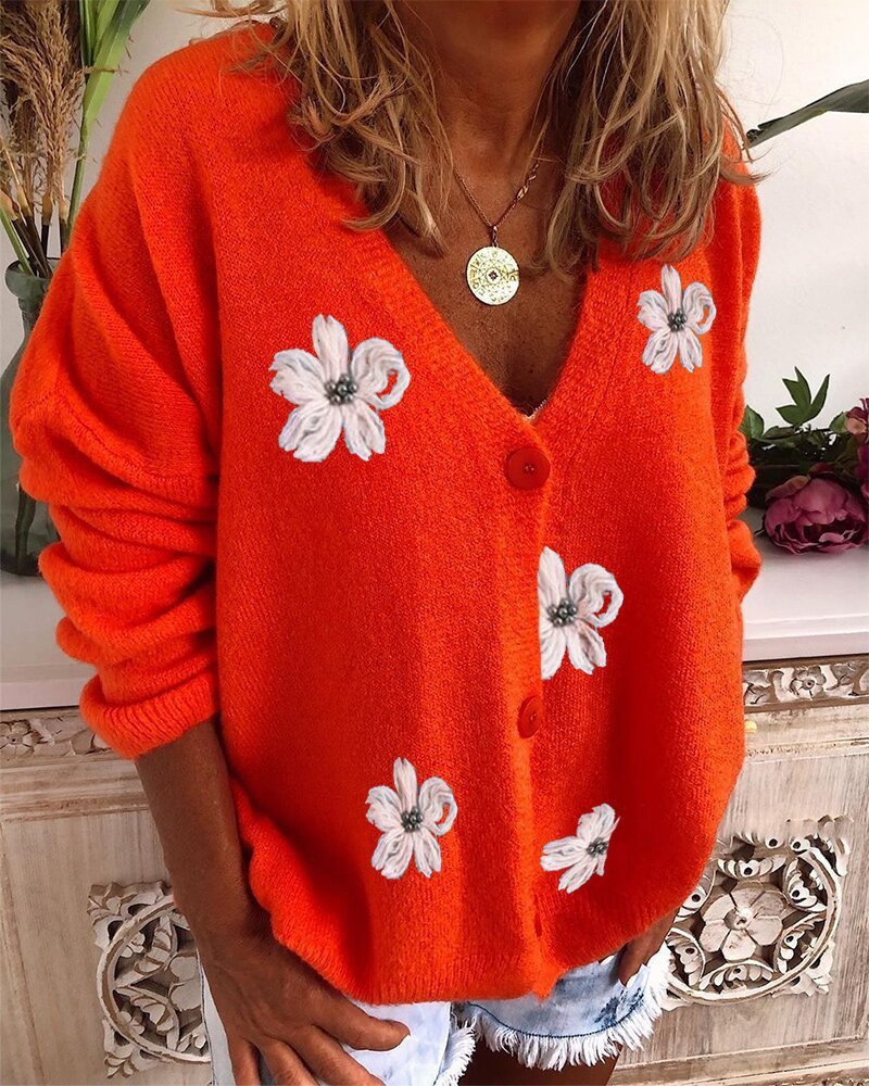 Women’s V Neck Crochet Cardigan