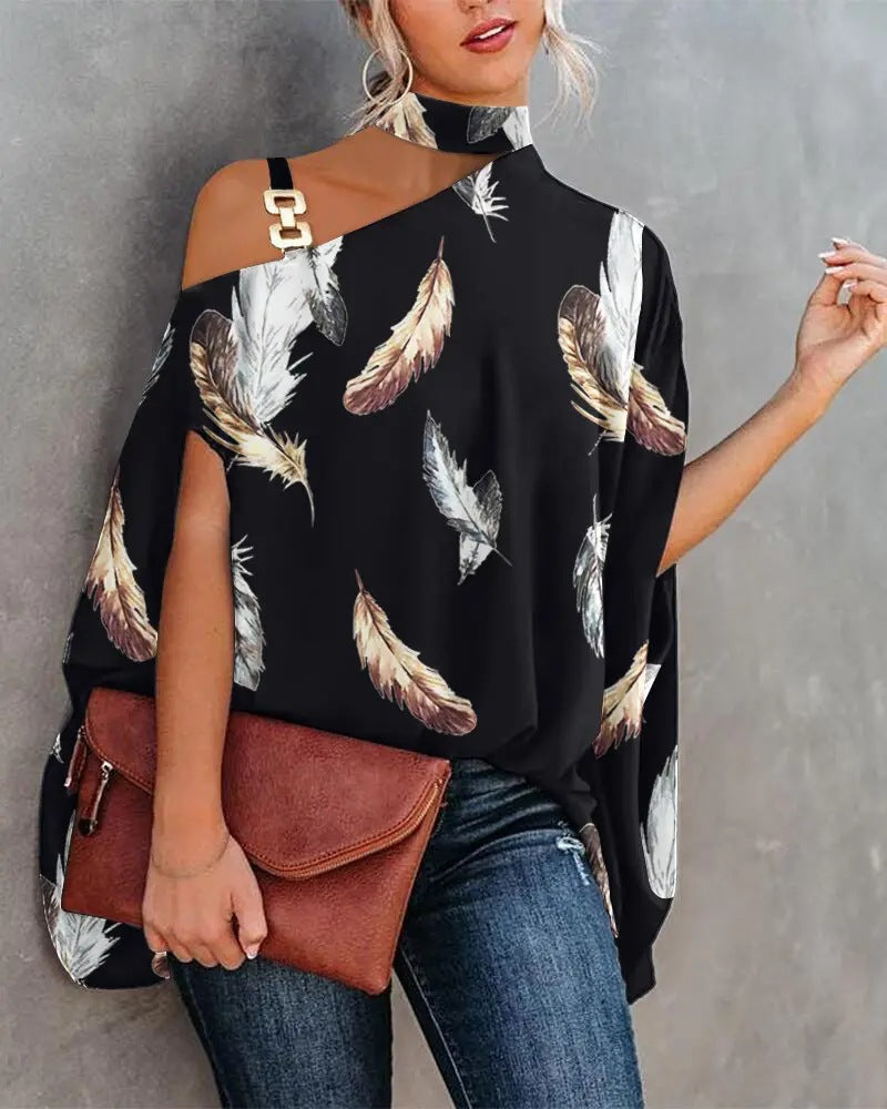 Women's V-Neck Printed Off-Shoulder Vest Top | 6 Prints S–XXL