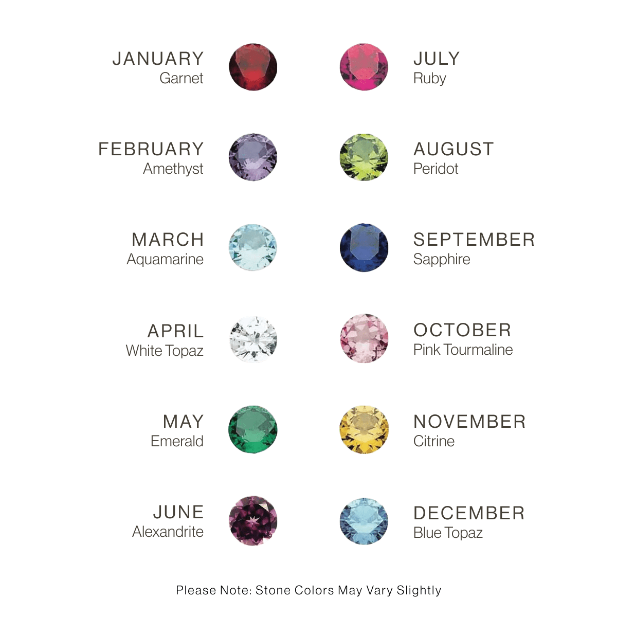 Baguette Birthstone Charm Necklace