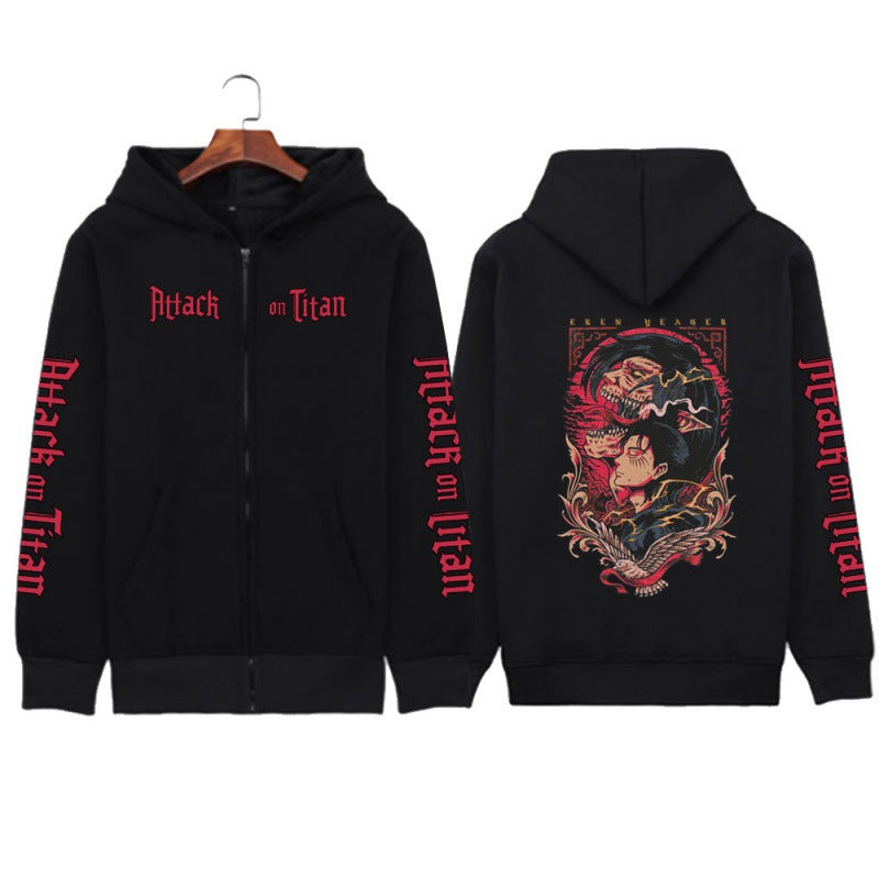 Printed Zipper Sweater Unisex Hoodie Coat