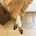 Women's Suede Pointed Toe Tassel Flats – Shallow Mouth Low Heel Casual Shoes