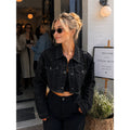 Women's Vintage Distressed Denim Set | Washed Jacket & Slim-Fit Shorts in Black & Blue | S–XXL