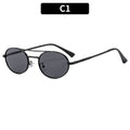 Retro Oval Dual-Beam Metal Sunglasses | UV Protection