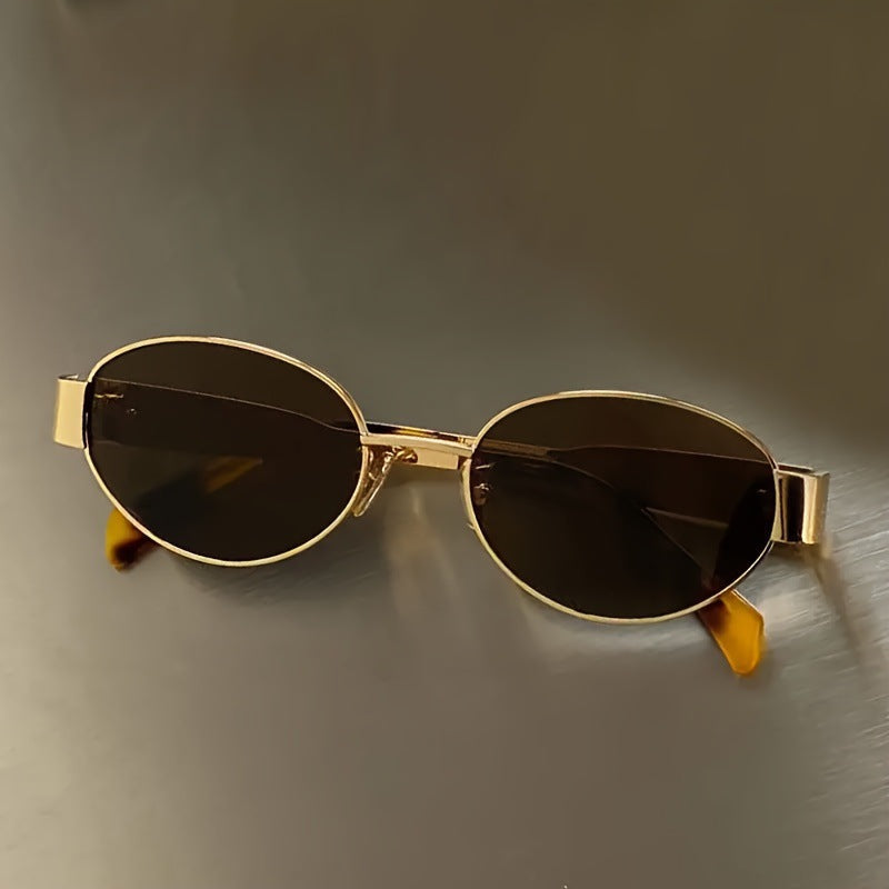 Vintage Oval Sunglasses – Light Luxury Gold & Silver Frame
