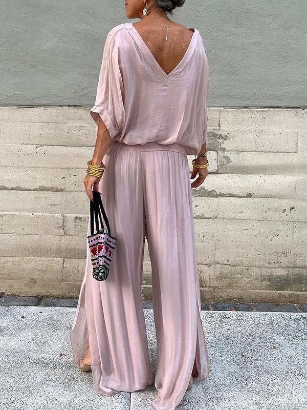 Solid-Color Chiffon Two-Piece Set – 10 Colors, S–5XL