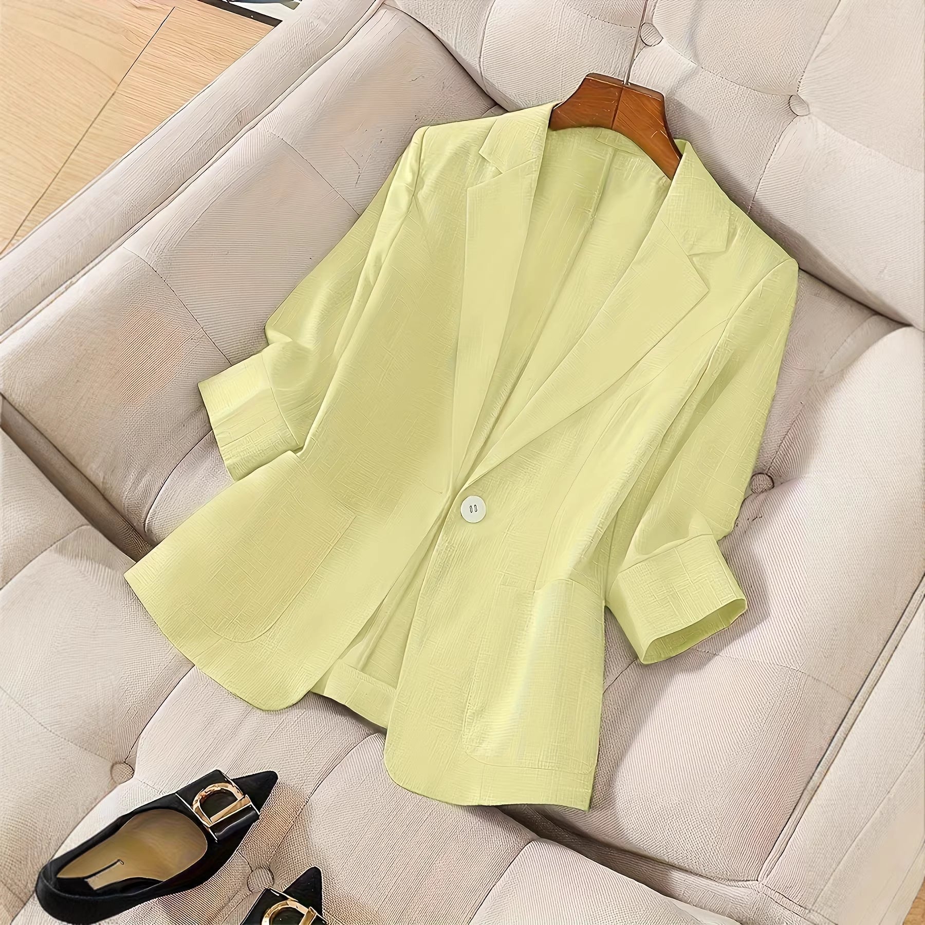 Women's Three-Quarter Sleeve Single-Button Casual Blazer