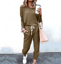 Women's Long Sleeve T-Shirt & Pencil Pants Set – Loose Fit, Striped & Solid