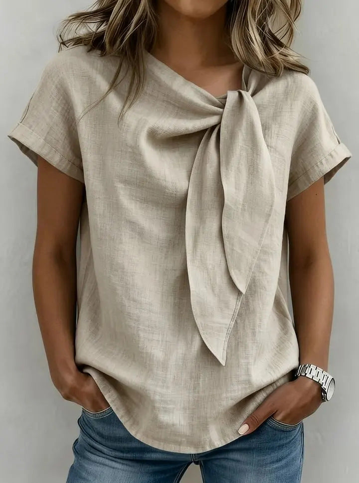 Women's Loose-Fit Short Sleeve Casual Pullover T-Shirt