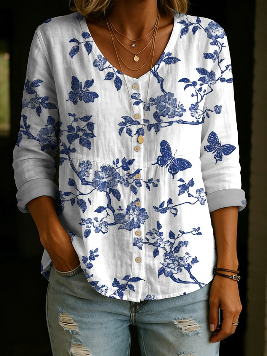Women's Plus-Size Printed Cardigan – Boho Loose Fit 3/4 Sleeve Top