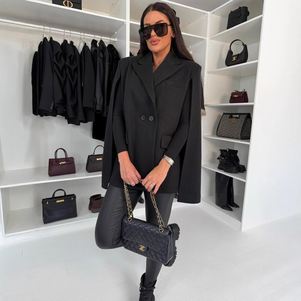 Women’s Solid Color Shawl Coat – Loose Wrap Outerwear