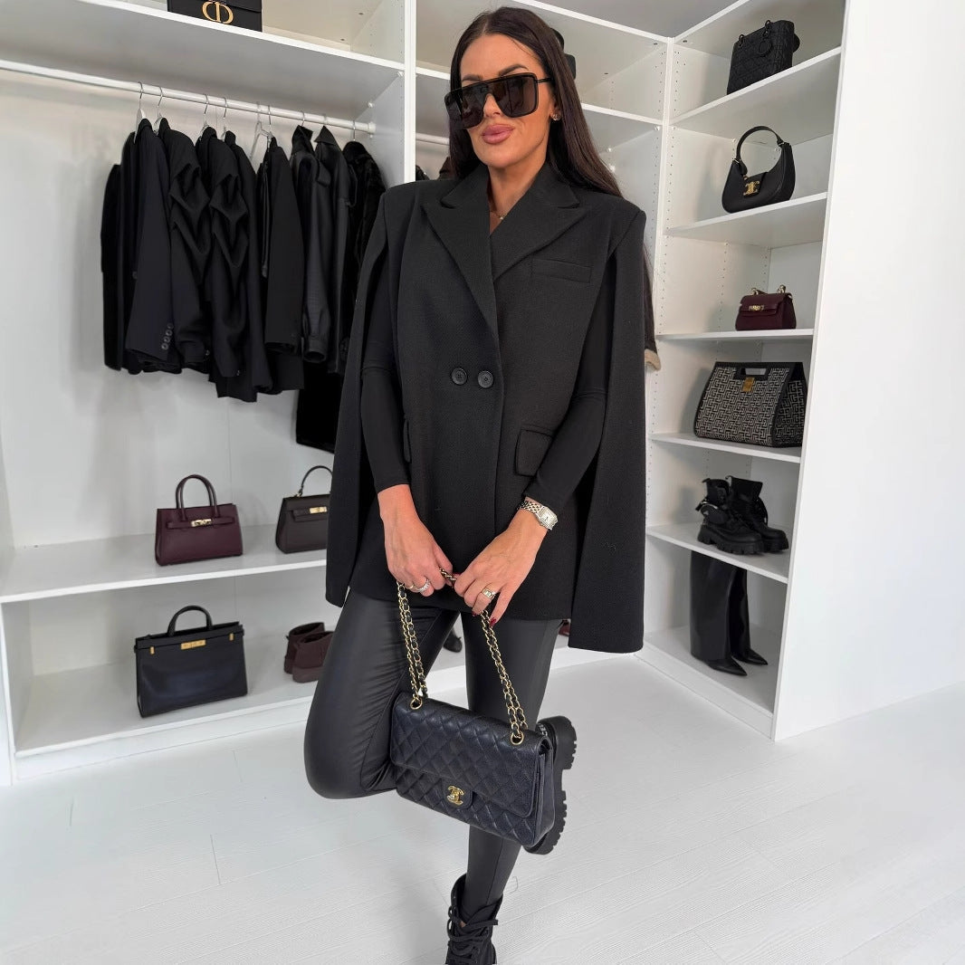 Women’s Solid Color Shawl Coat – Loose Wrap Outerwear