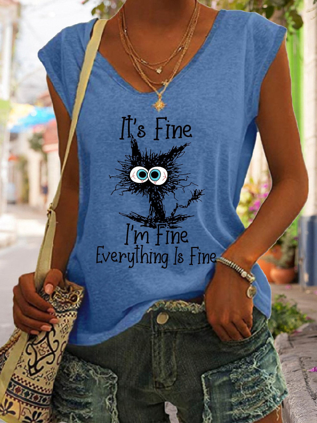 Women's V-Neck Printed Short Sleeve Loose Top – 14 Colors S–4XL