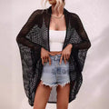 Women's Hollow-Out Shawl Cardigan – Batwing Sleeve Sun-Protective Cover-Up