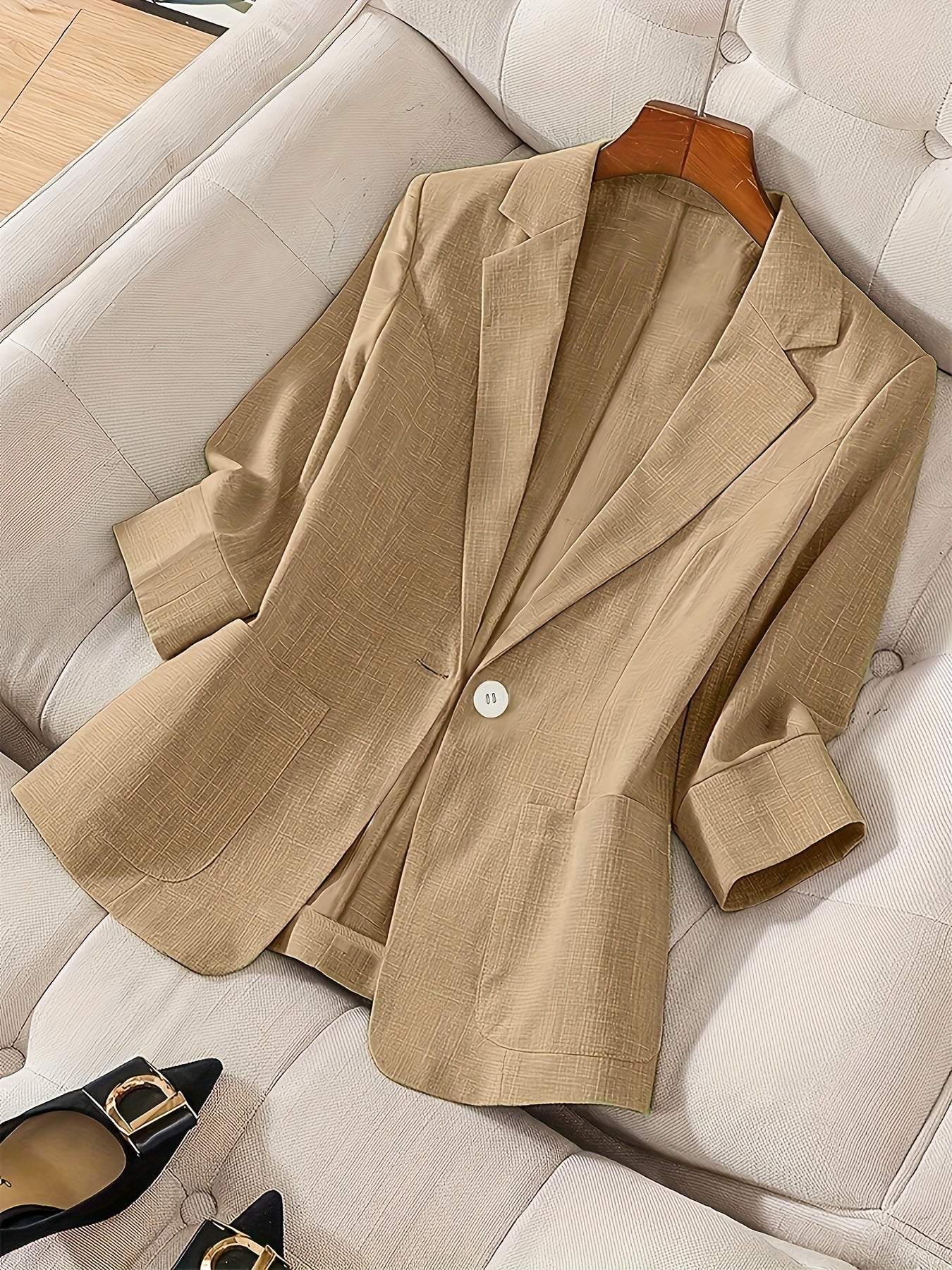Women's Three-Quarter Sleeve Single-Button Casual Blazer