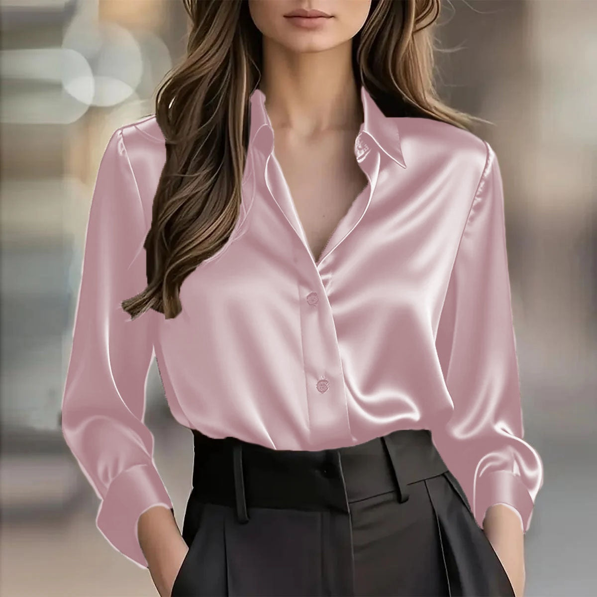Women’s Spring-Autumn Lapel Button Shirt