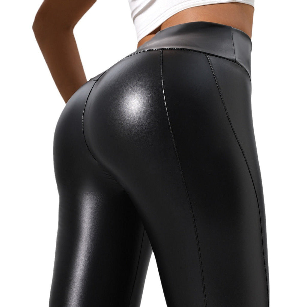 Women’s Patchwork Leather Pants for Running, Fitness and Yoga