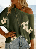 Women's Hollow-Out Drop-Shoulder Loose Knit Top