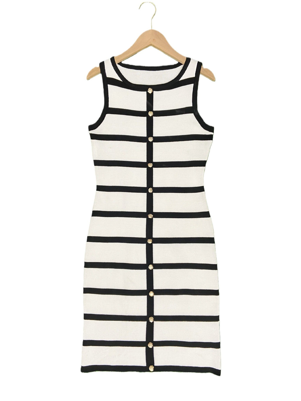 Contrast Stripe Knit Sleeveless Midi Dress – 5 Colors, S–L