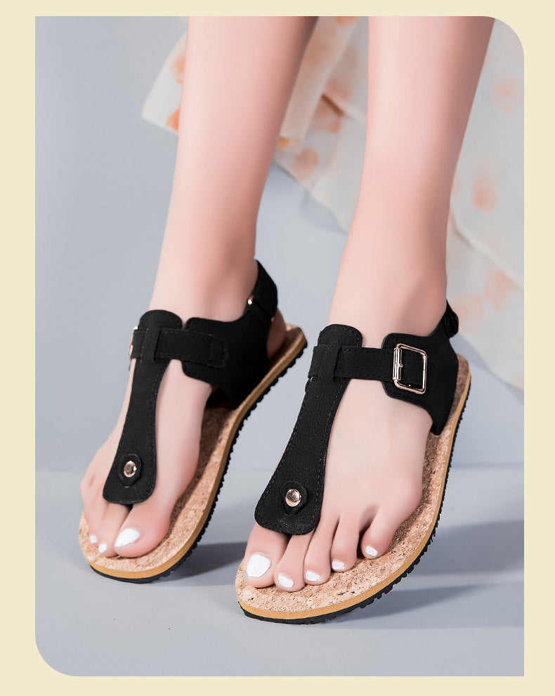 Cowhide Buckle Strap Sandals – Sheepskin Lined Non-Slip