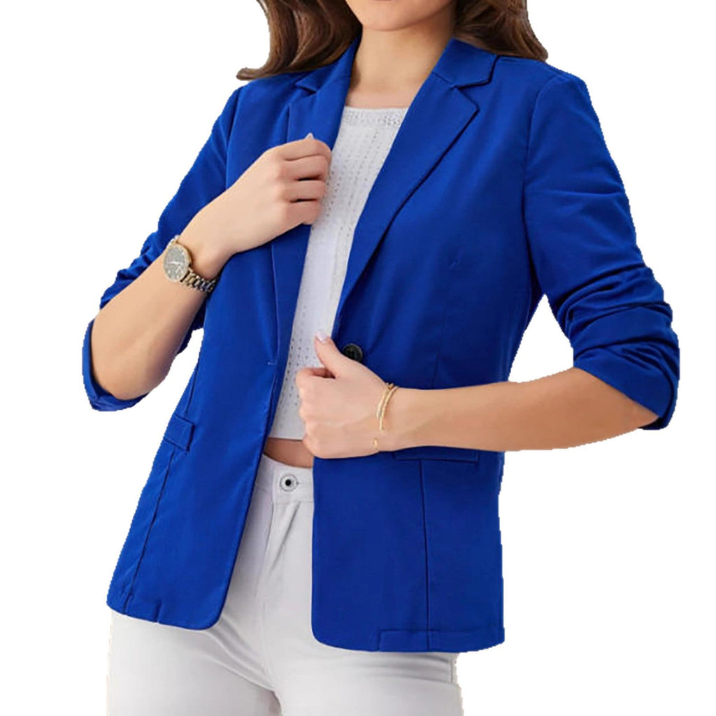 Women’s Three-Quarter Sleeve Pleated Office Blazer