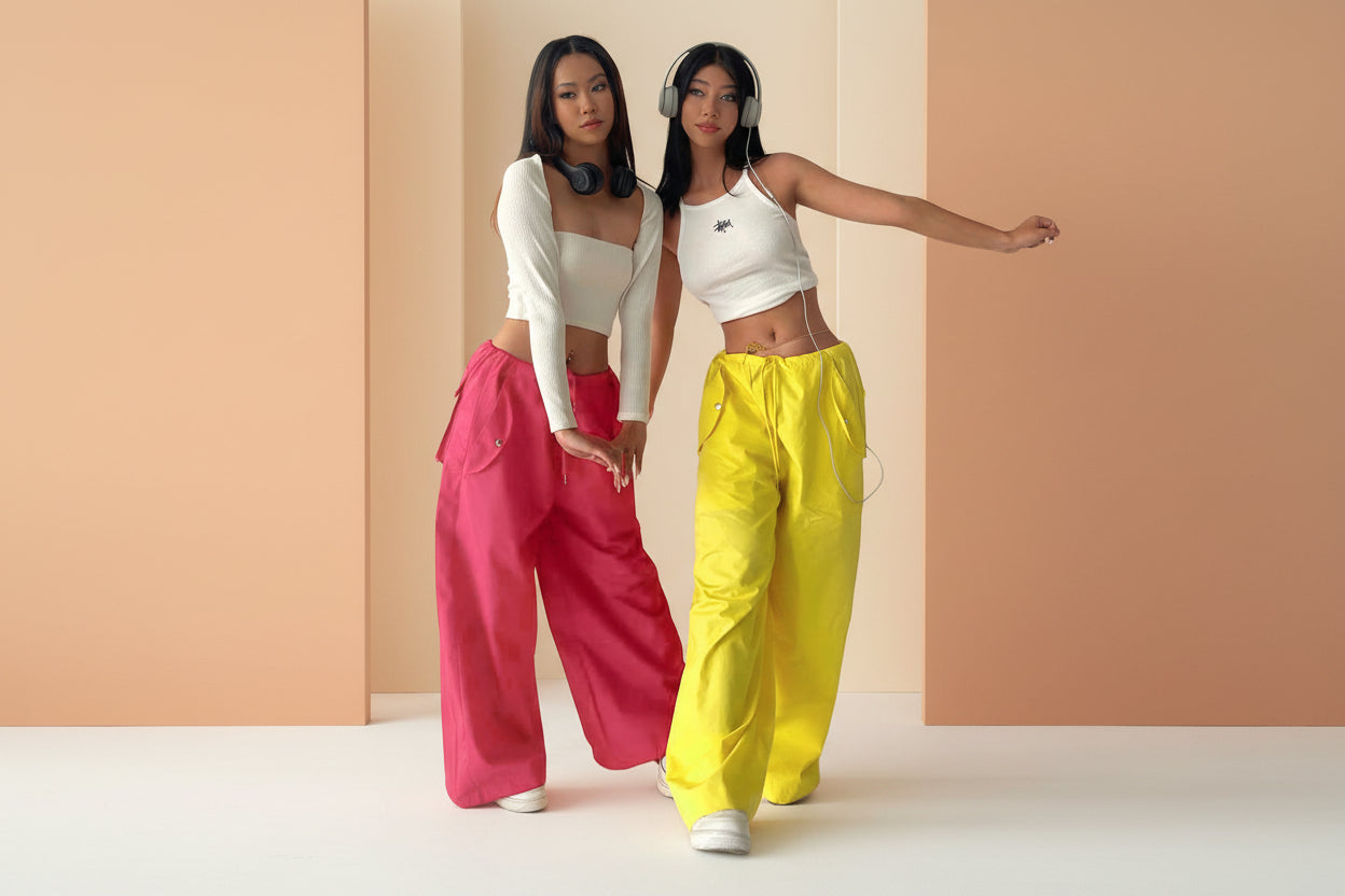 Women's High-Waist Lace-Up Straight-Leg Cargo Pants – Loose Fit