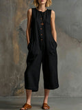 Women's Retro Sleeveless Wide-Leg Cropped Jumpsuit