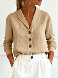 Women's Peter Pan Collar Button-Up Shirt – 6 Colors S–3XL