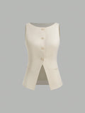 Women’s Minimalist Cinched-Waist Camisole – Single-Breasted Summer Tank