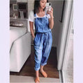 Women's Cotton Sleeveless Wide-Leg Overall Jumpsuit Pants